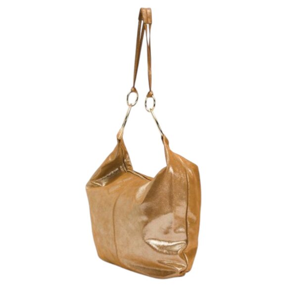 MARLON Made In Italy Leather Hobo With Metal Ring Details